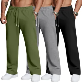 3 Pack Men's Big and Tall Sweatpants Athletic Workout Lounge Pants Plus Size Drawstring Joggers with 3 Pockets