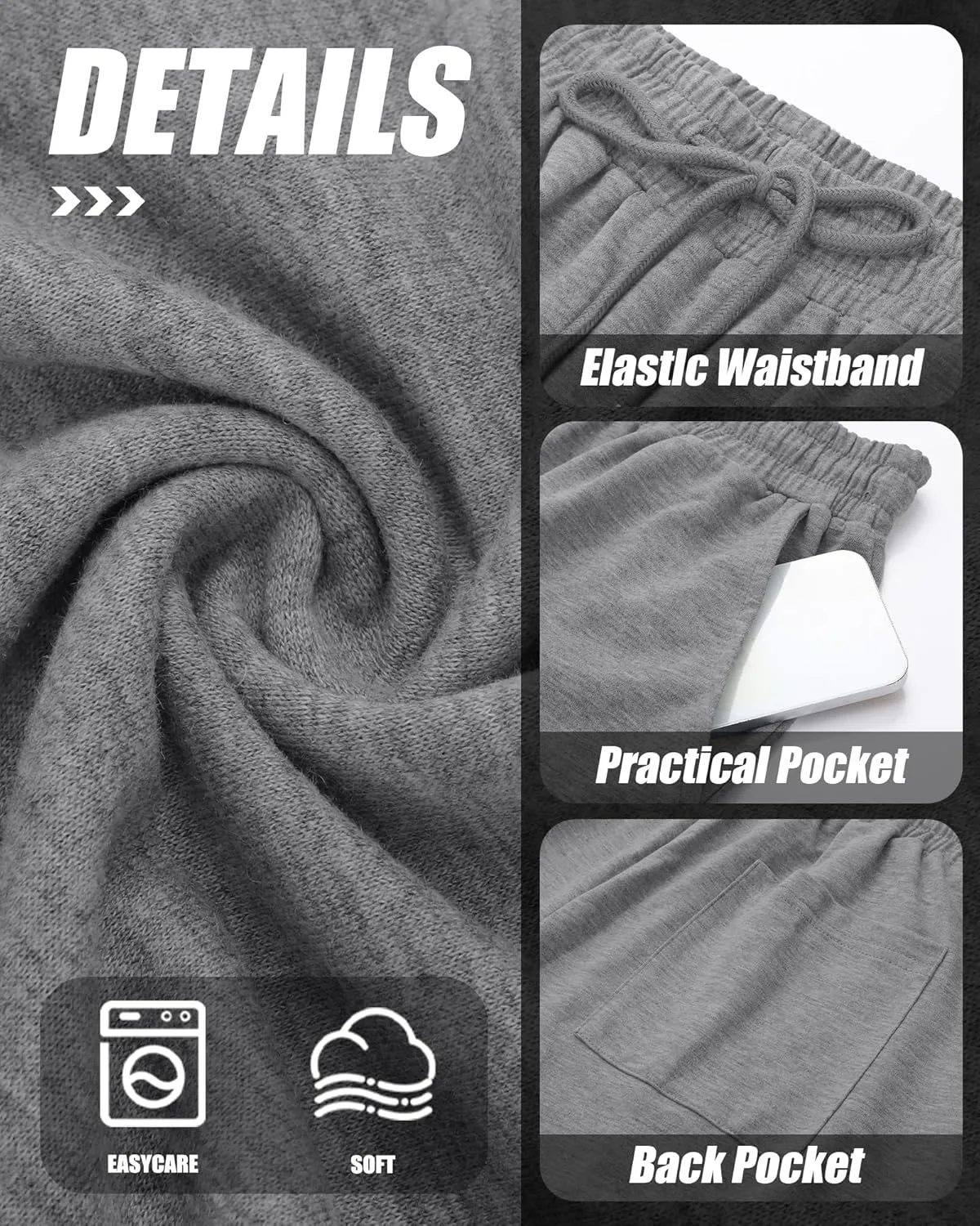 3 Pack Men's Big and Tall Sweatpants Athletic Workout Lounge Pants Plus Size Drawstring Joggers with 3 Pockets