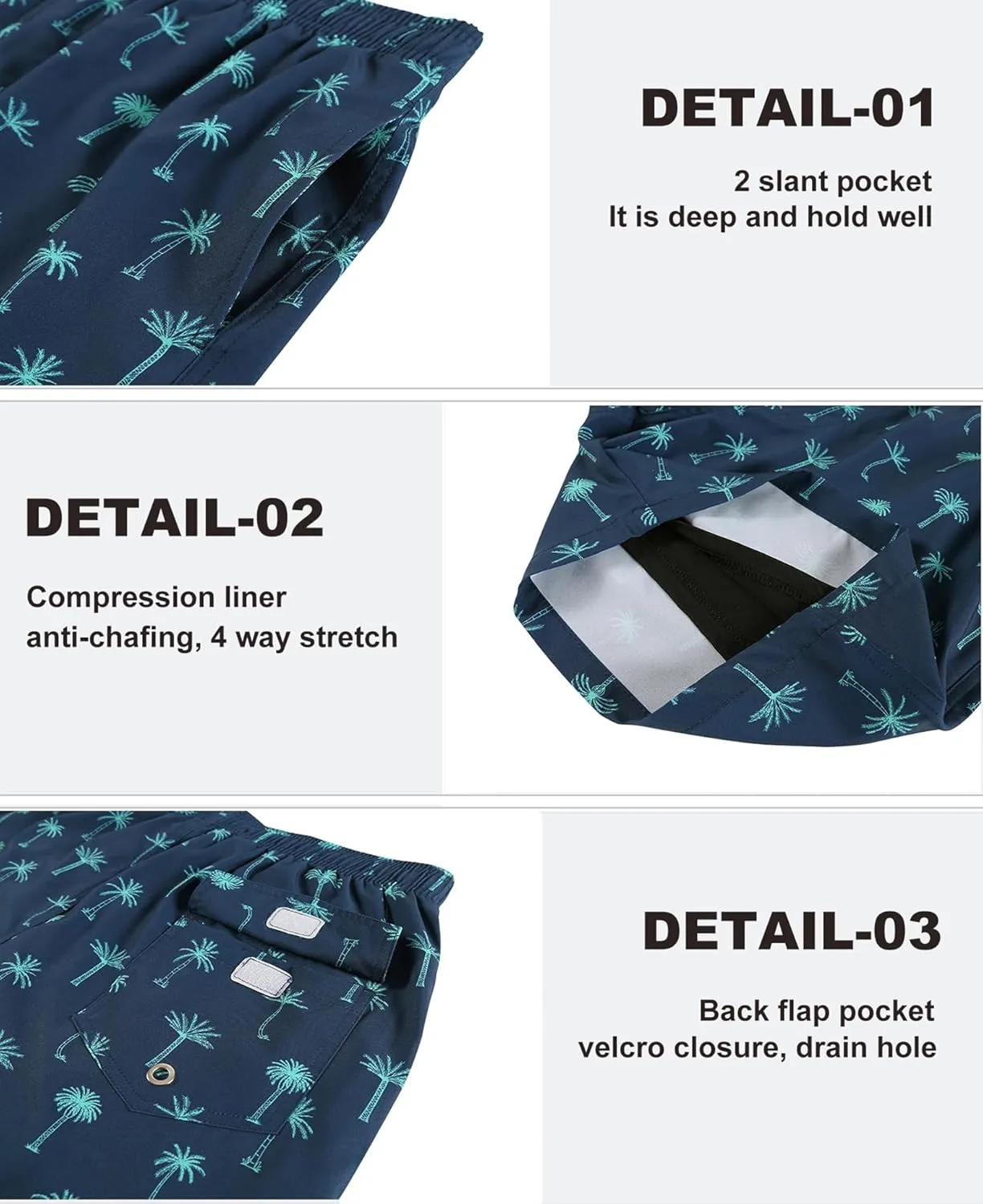APTRO Men's Swim Trunks with Compression Liner 5 Inch Bathing Suit Beach Swimsuits
