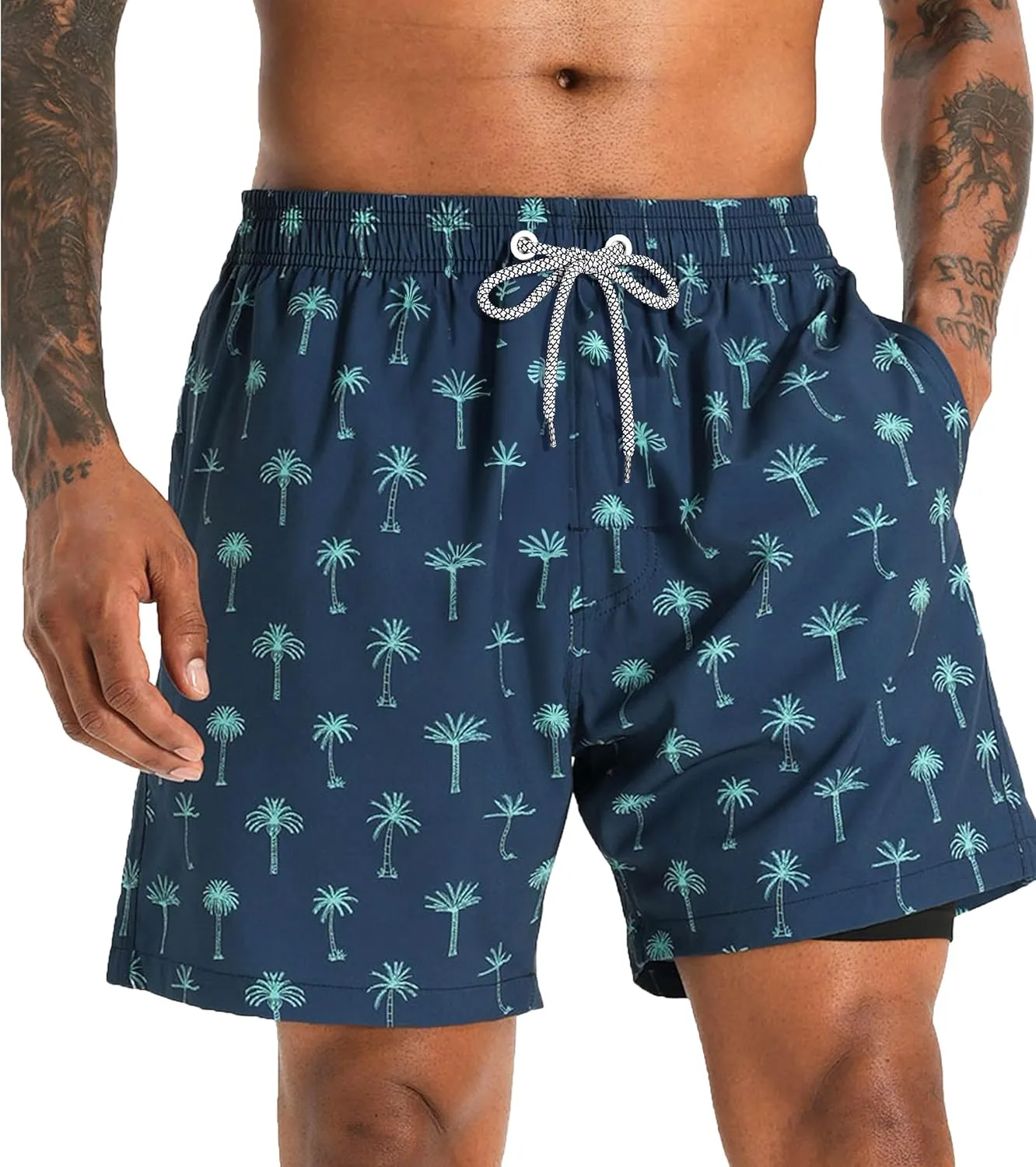 APTRO Men's Swim Trunks with Compression Liner 5 Inch Bathing Suit Beach Swimsuits