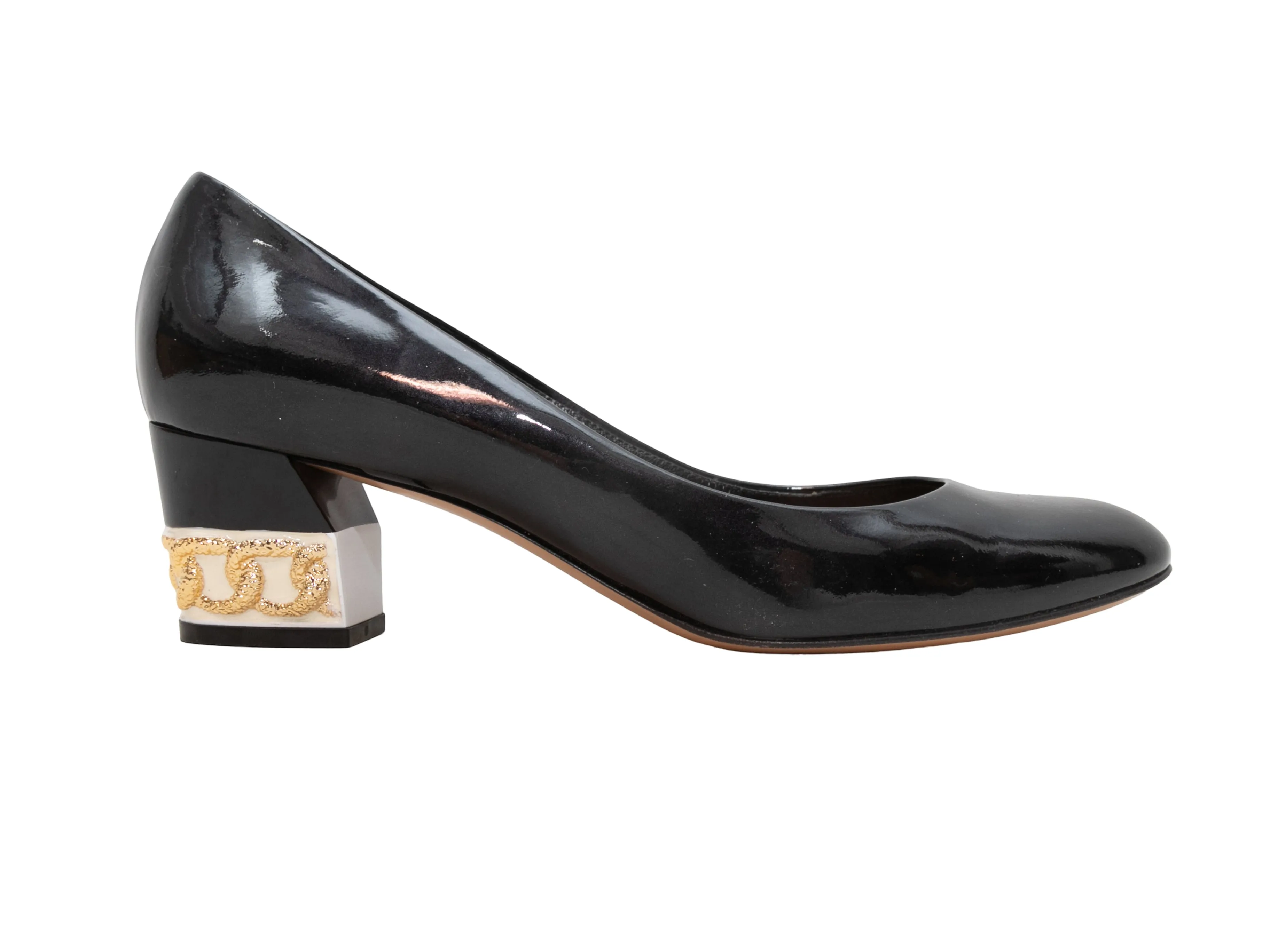 Black & Multicolor Casadei Patent Leather Pumps Size 9.5B