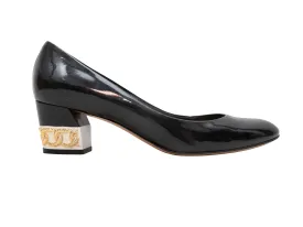 Black & Multicolor Casadei Patent Leather Pumps Size 9.5B