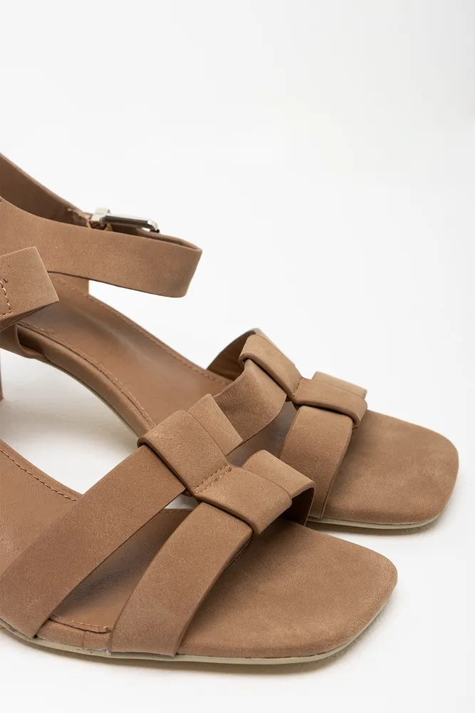 Block Heel Sandal Brown