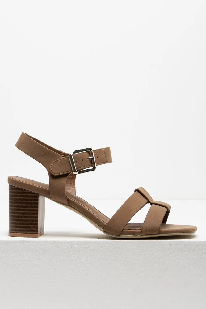 Block Heel Sandal Brown