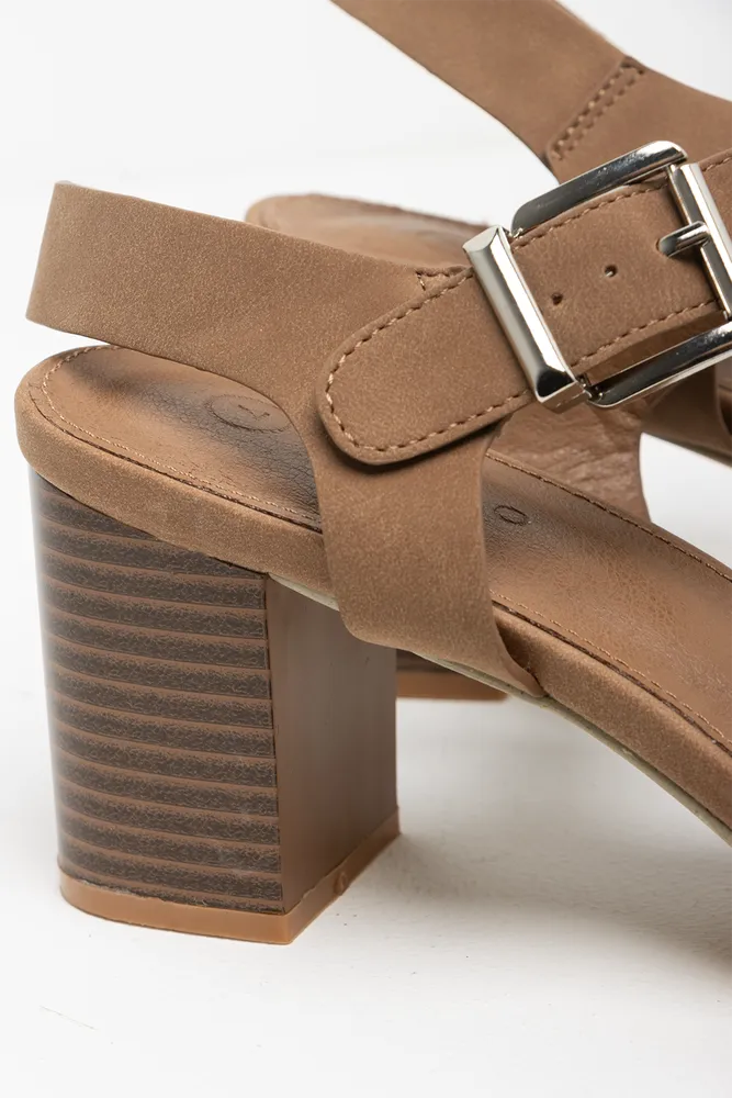 Block Heel Sandal Brown