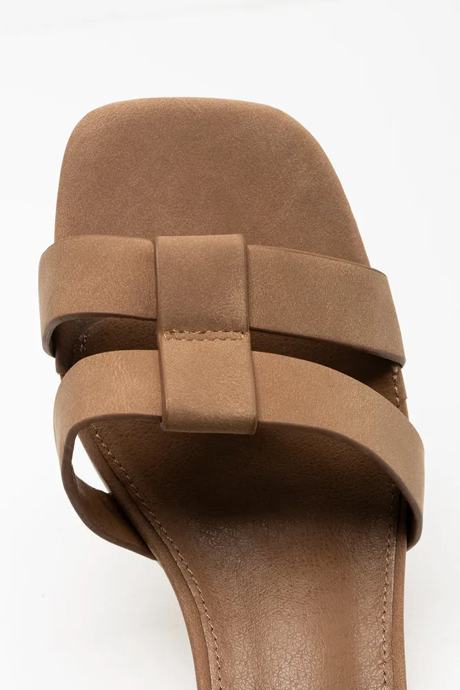 Block Heel Sandal Brown