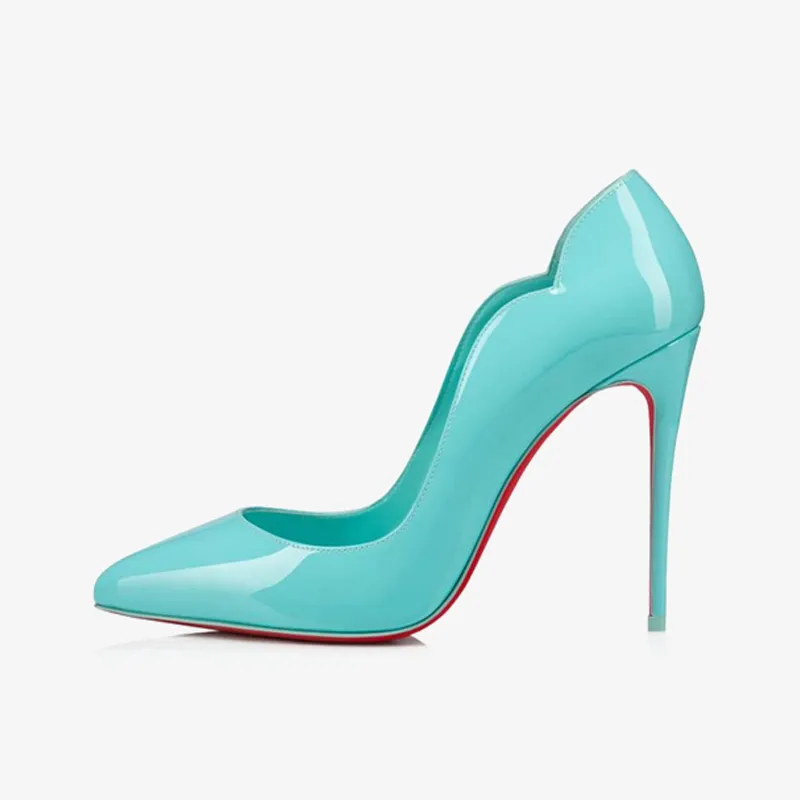 Blue Patent Leather Pump with Stiletto Heel