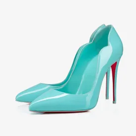 Blue Patent Leather Pump with Stiletto Heel