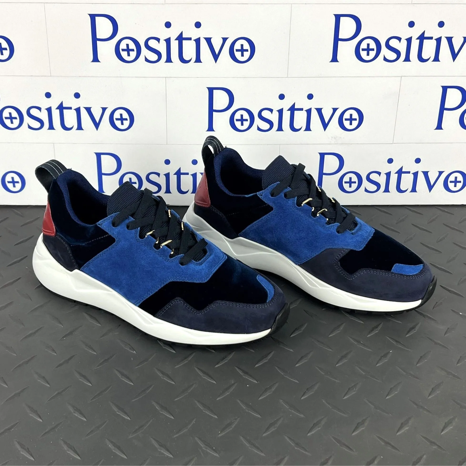Buscemi Women's Ventura Velvet Navy Leather Sneakers