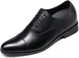 CHAMARIPA Men's Leather Elevator Shoes with Ergonomic Built-in Height Insoles | Breathable Anti-Shift Design, One-Last-One-Size Custom Fit | Enhanced Arch Support & Stealth Height Increase