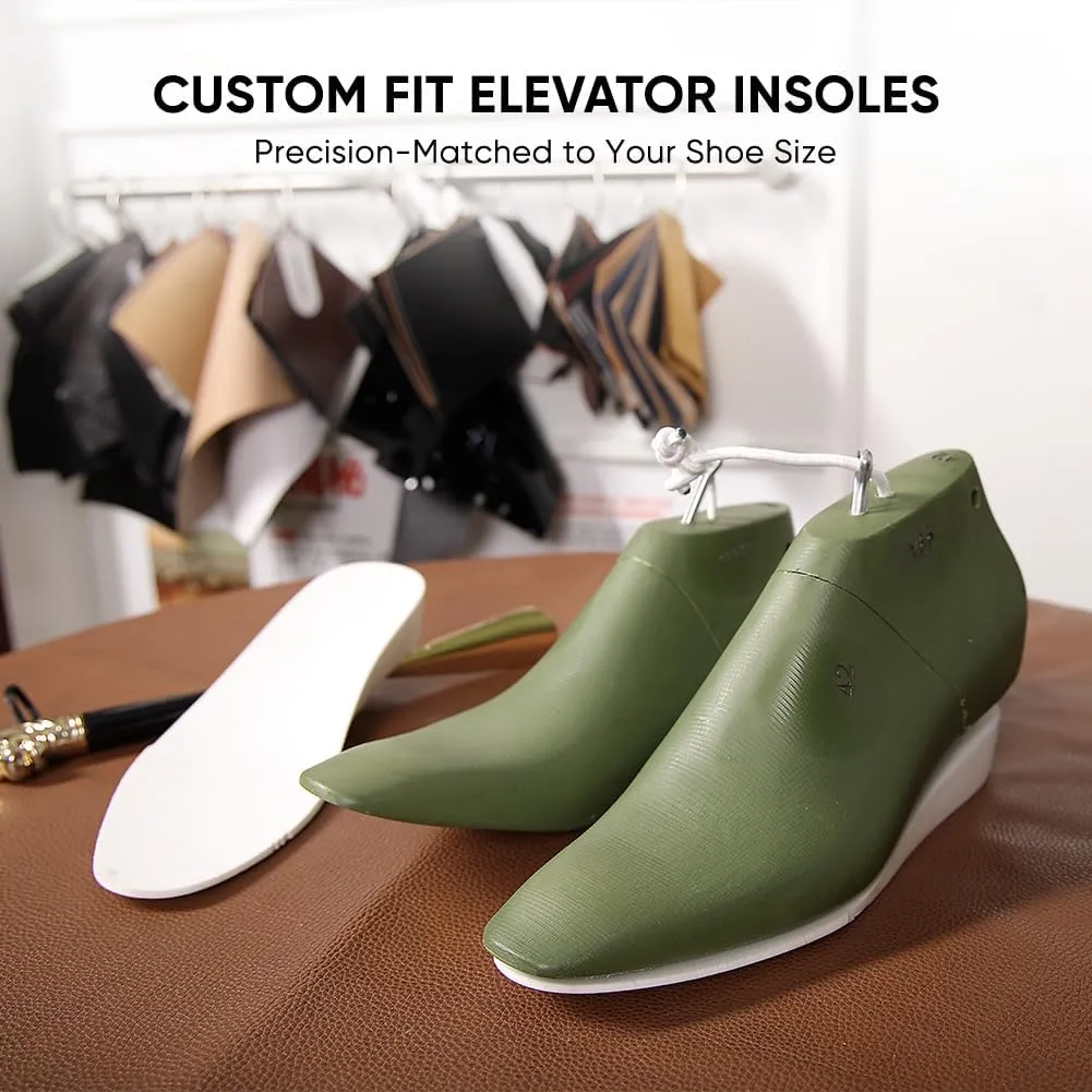 CHAMARIPA Men's Leather Elevator Shoes with Ergonomic Built-in Height Insoles | Breathable Anti-Shift Design, One-Last-One-Size Custom Fit | Enhanced Arch Support & Stealth Height Increase