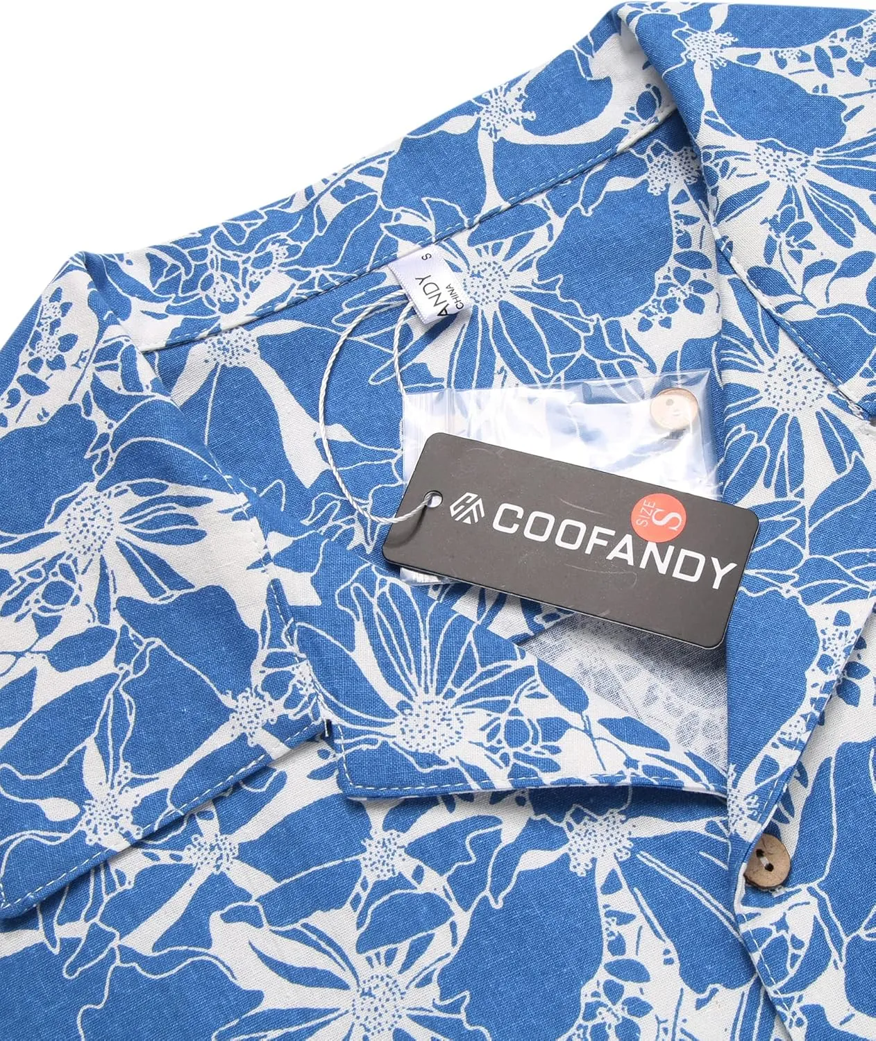 COOFANDY Men's Hawaiian Floral Shirts Cotton Linen Button Down Tropical Holiday Beach Shirts