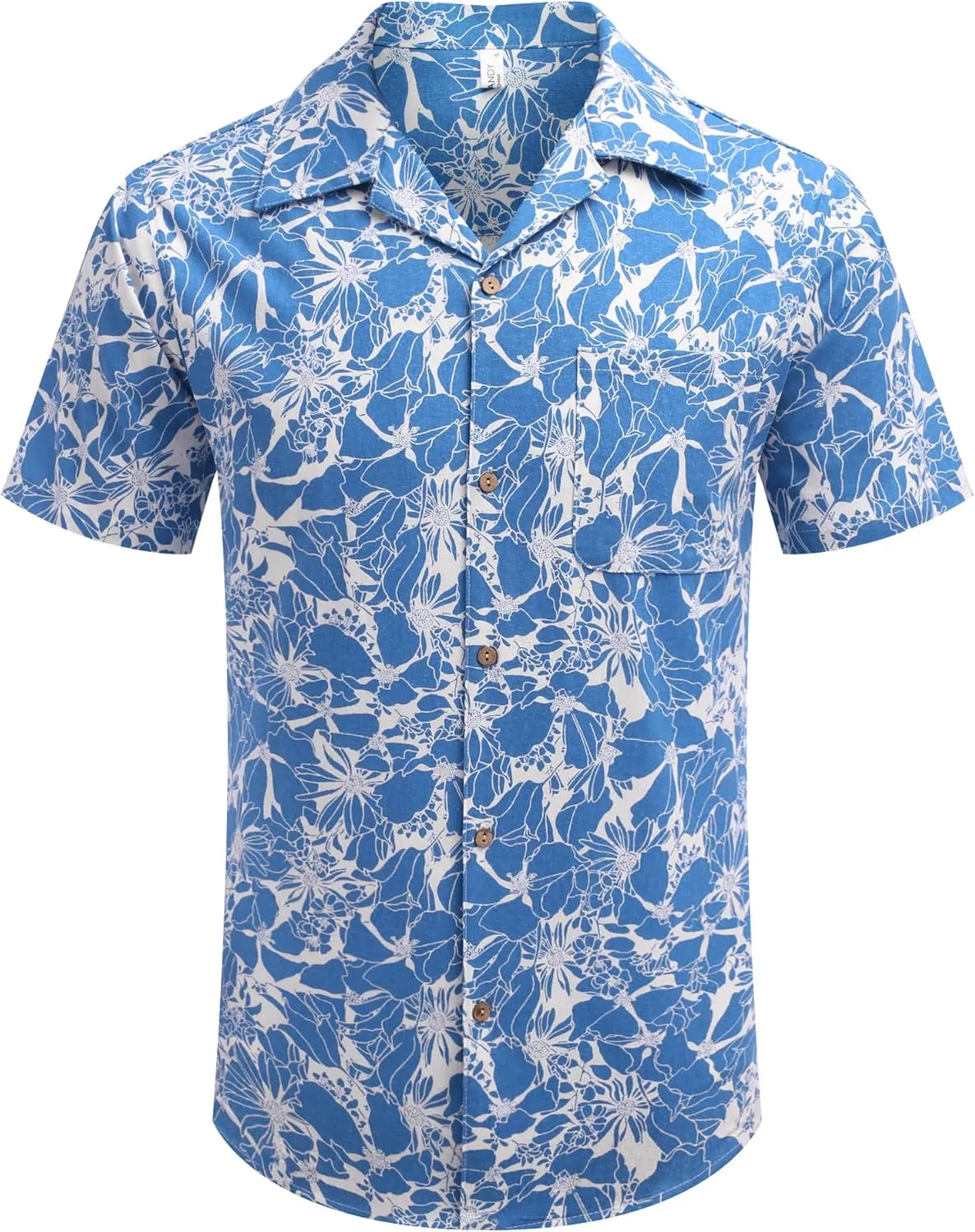 COOFANDY Men's Hawaiian Floral Shirts Cotton Linen Button Down Tropical Holiday Beach Shirts