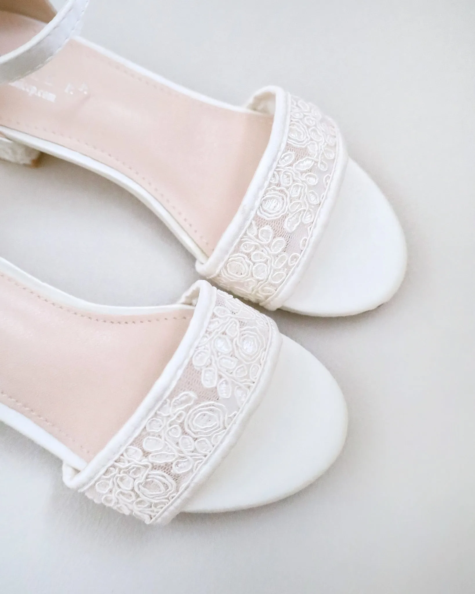 Crochet Lace Low Block Heel Girls Sandals