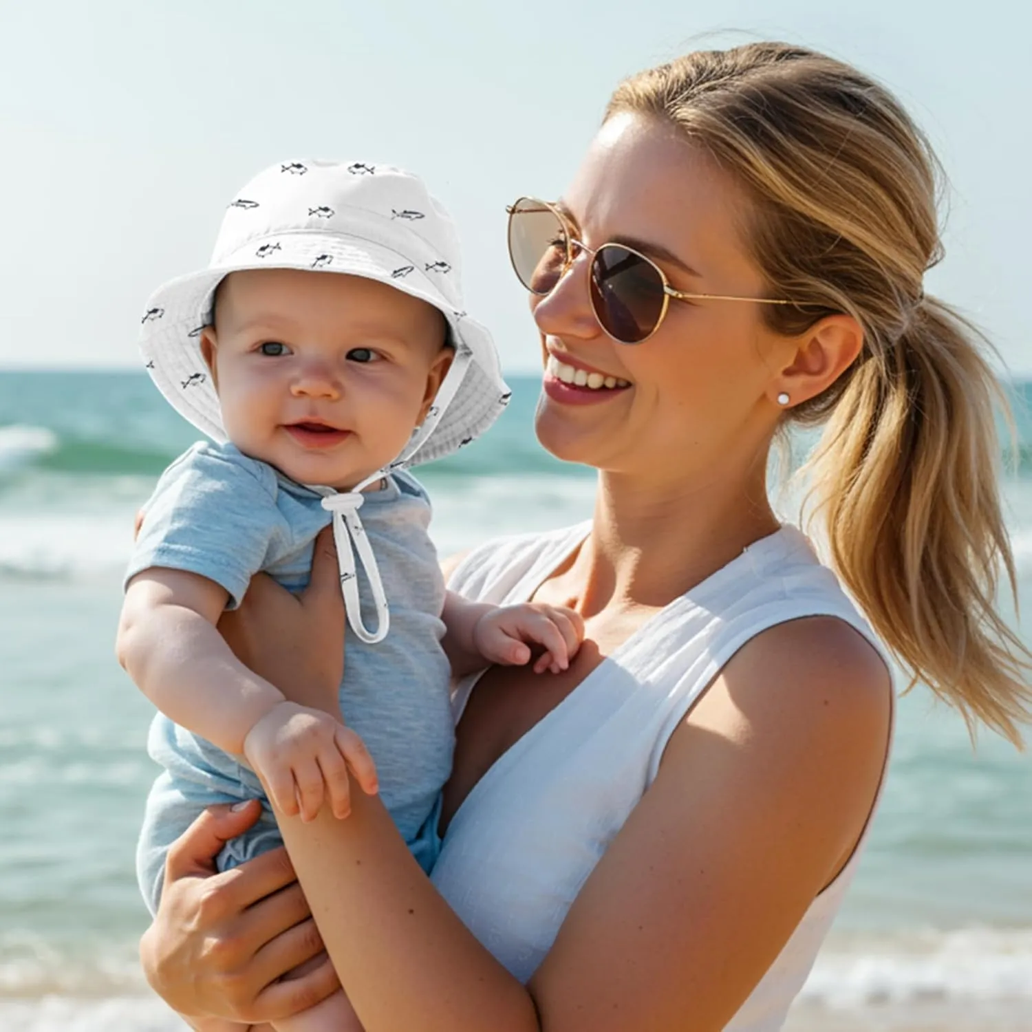 Durio UPF 50  Beach Baby Sun Hat Sun Protection Cute Wide Brim Summer Baby Boy Bucket Hats Toddler Sun Hats for Girl