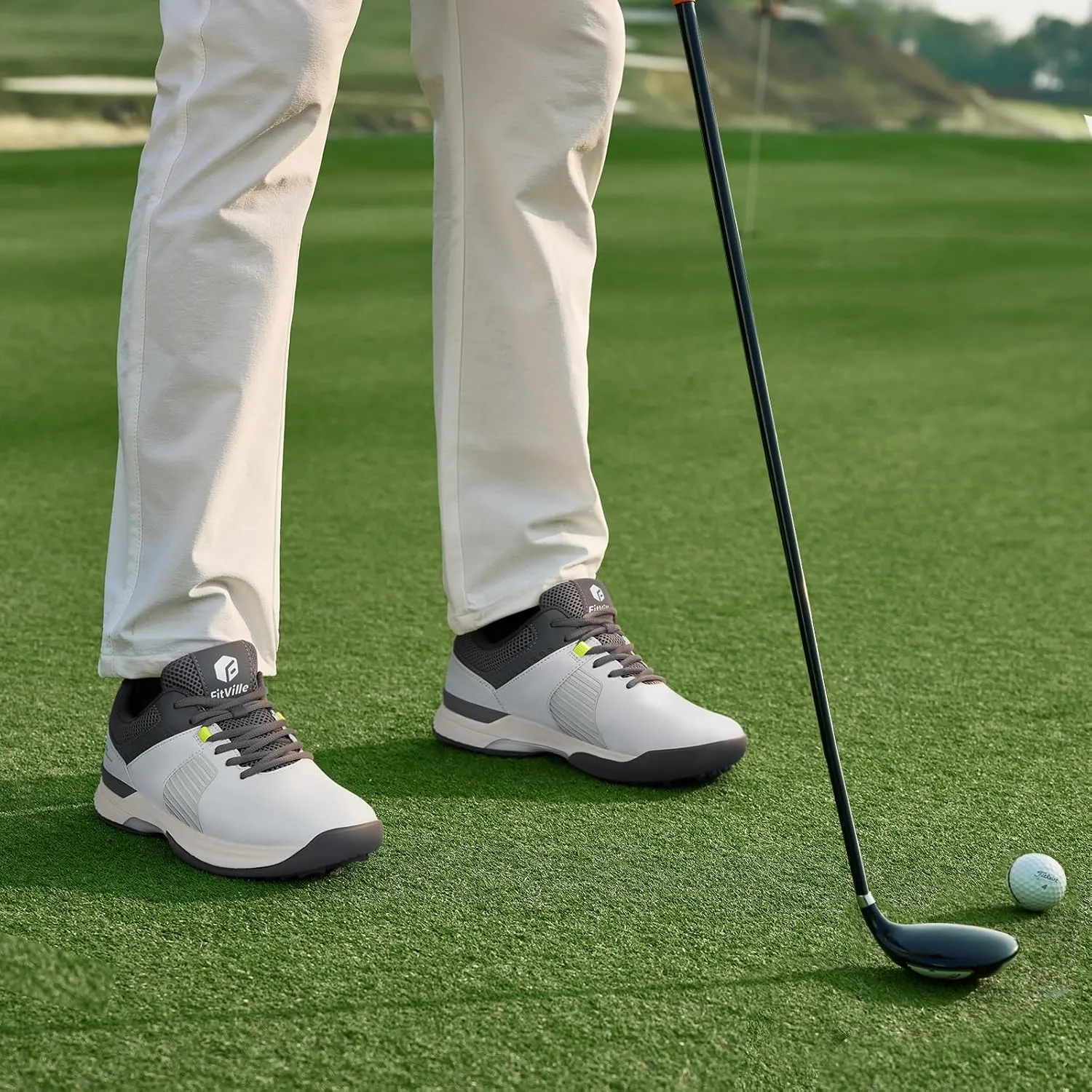 FitVille Extra Wide Men's Golf Shoes Waterproof, Professional Outdoor Spiked Golf Shoes for Men with Arch Support