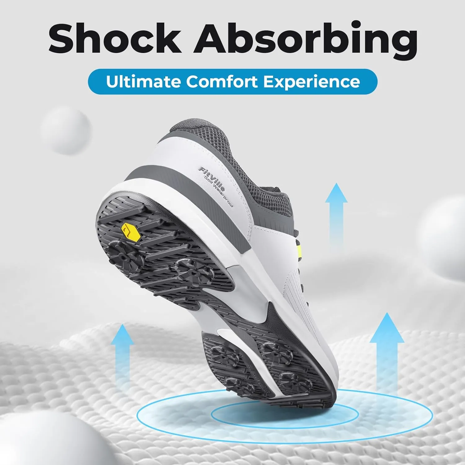 FitVille Extra Wide Men's Golf Shoes Waterproof, Professional Outdoor Spiked Golf Shoes for Men with Arch Support
