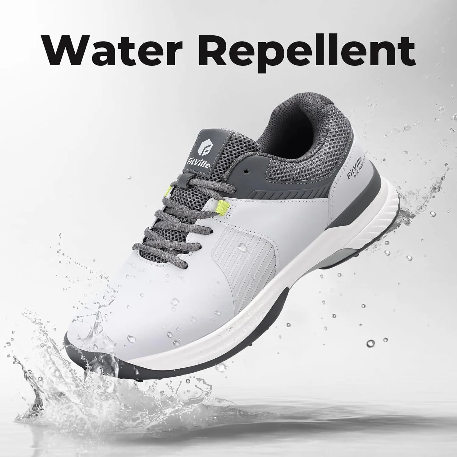 FitVille Extra Wide Men's Golf Shoes Waterproof, Professional Outdoor Spiked Golf Shoes for Men with Arch Support