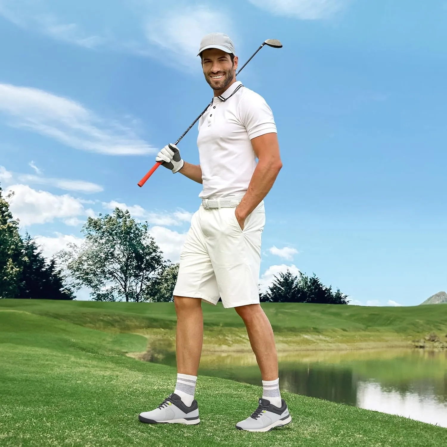 FitVille Extra Wide Men's Golf Shoes Waterproof, Professional Outdoor Spiked Golf Shoes for Men with Arch Support