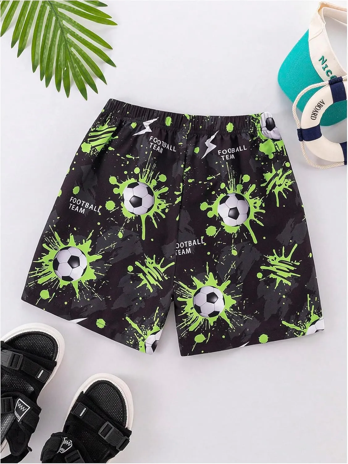 Floerns Boy's Patchwork Drawstring Waist Printed Summer Boho Track Shorts