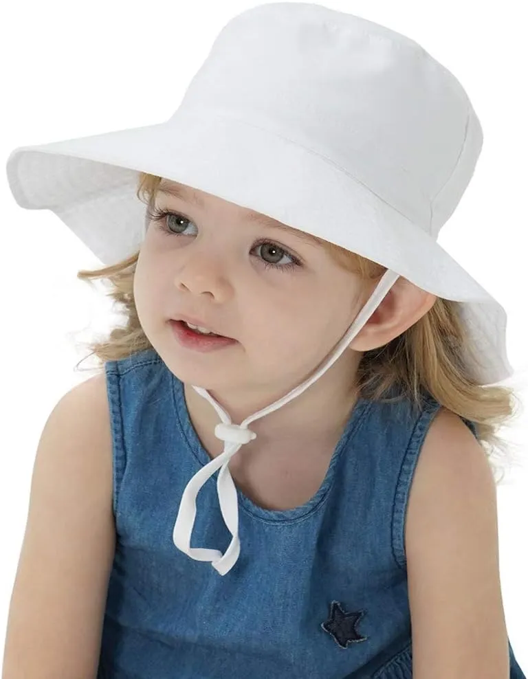 MaxNova Baby Sun Hat Toddler Summer UPF 50  Baby Girl Bucket Hat Wide Brim Beach Hats for Baby Boys 0-7 Years 2pack