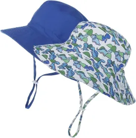 MaxNova Baby Sun Hat Toddler Summer UPF 50  Baby Girl Bucket Hat Wide Brim Beach Hats for Baby Boys 0-7 Years 2pack