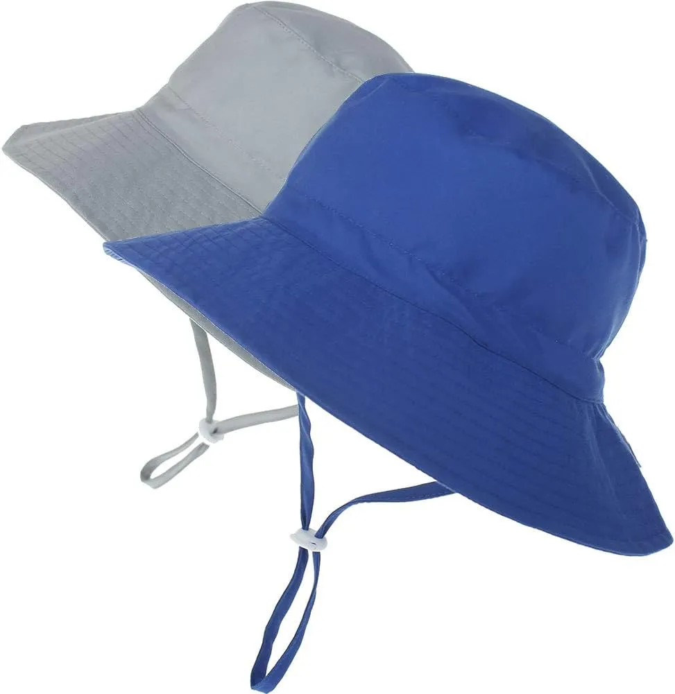 MaxNova Baby Sun Hat Toddler Summer UPF 50  Baby Girl Bucket Hat Wide Brim Beach Hats for Baby Boys 0-7 Years 2pack