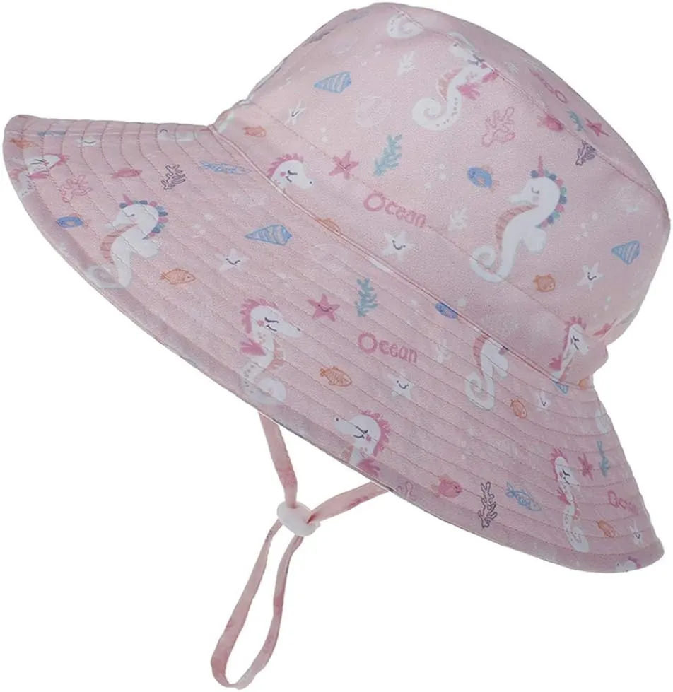 MaxNova Baby Sun Hat Toddler Summer UPF 50  Baby Girl Bucket Hat Wide Brim Beach Hats for Baby Boys 0-7 Years 2pack