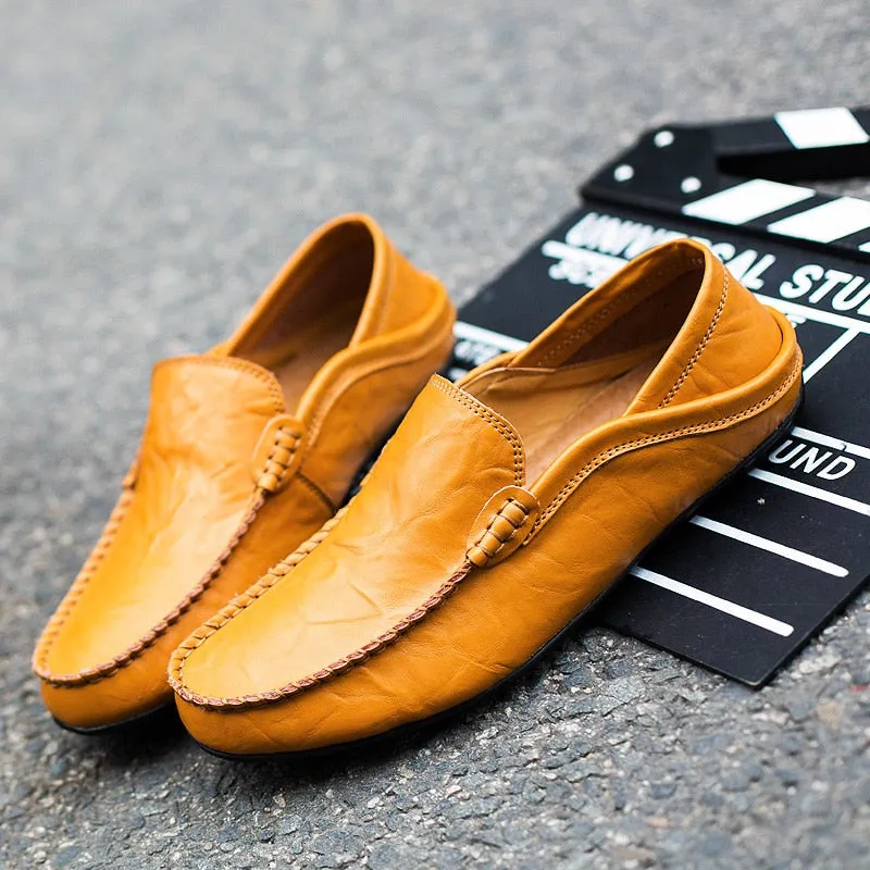 Men's Genuine Leather Loafers. Handmade Driving Shoes - Slip-on Moccasins - M3