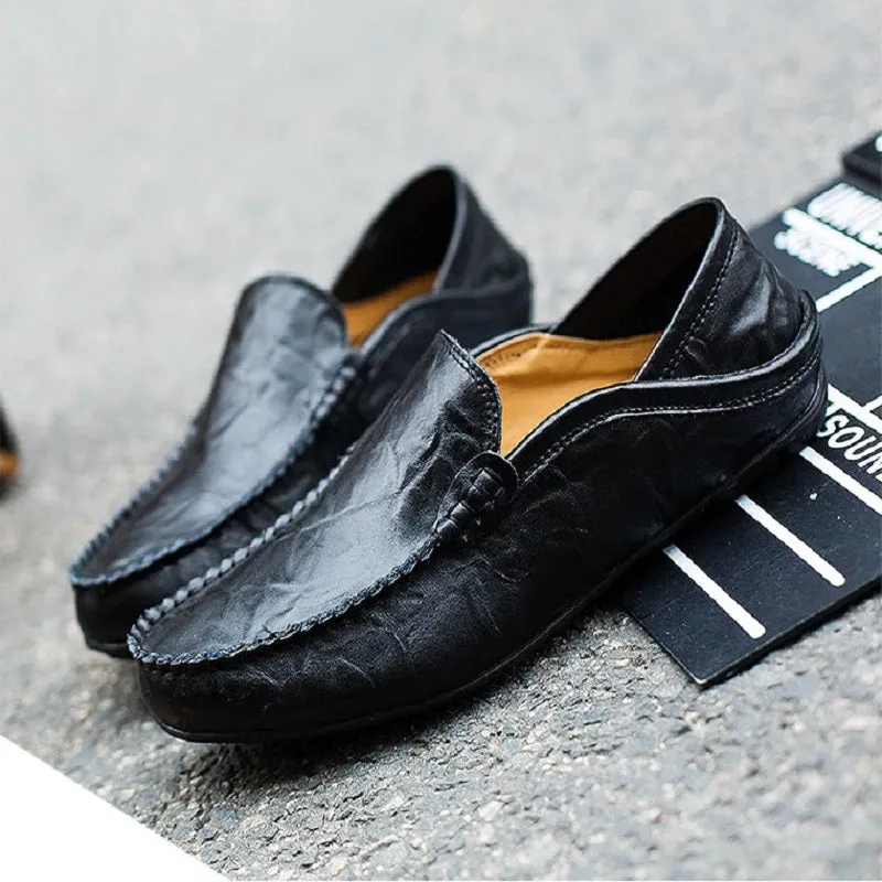 Men's Genuine Leather Loafers. Handmade Driving Shoes - Slip-on Moccasins - M3