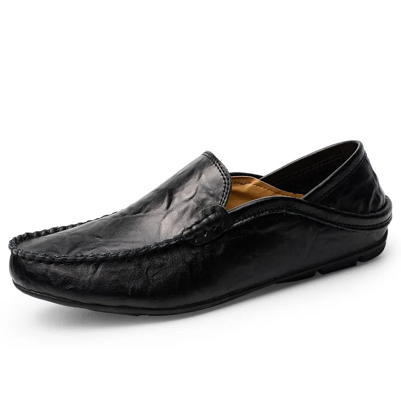 Men's Genuine Leather Loafers. Handmade Driving Shoes - Slip-on Moccasins - M3