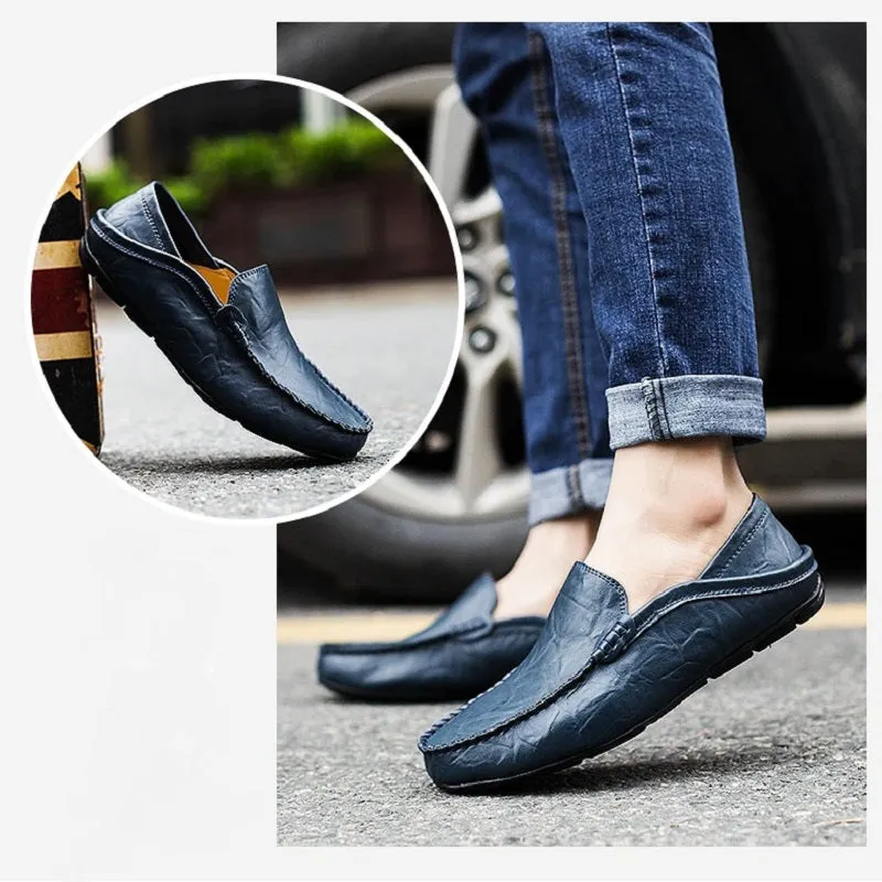 Men's Genuine Leather Loafers. Handmade Driving Shoes - Slip-on Moccasins - M3