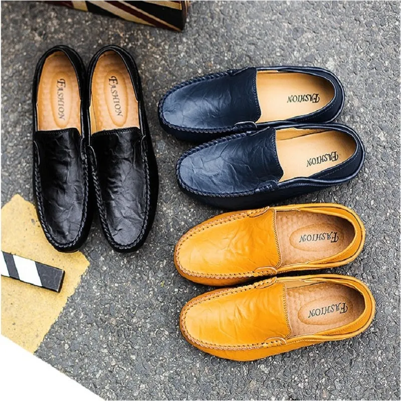 Men's Genuine Leather Loafers. Handmade Driving Shoes - Slip-on Moccasins - M3