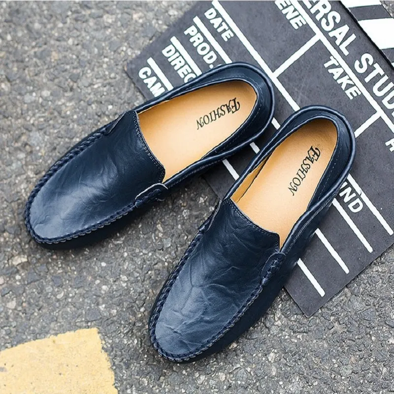 Men's Genuine Leather Loafers. Handmade Driving Shoes - Slip-on Moccasins - M3