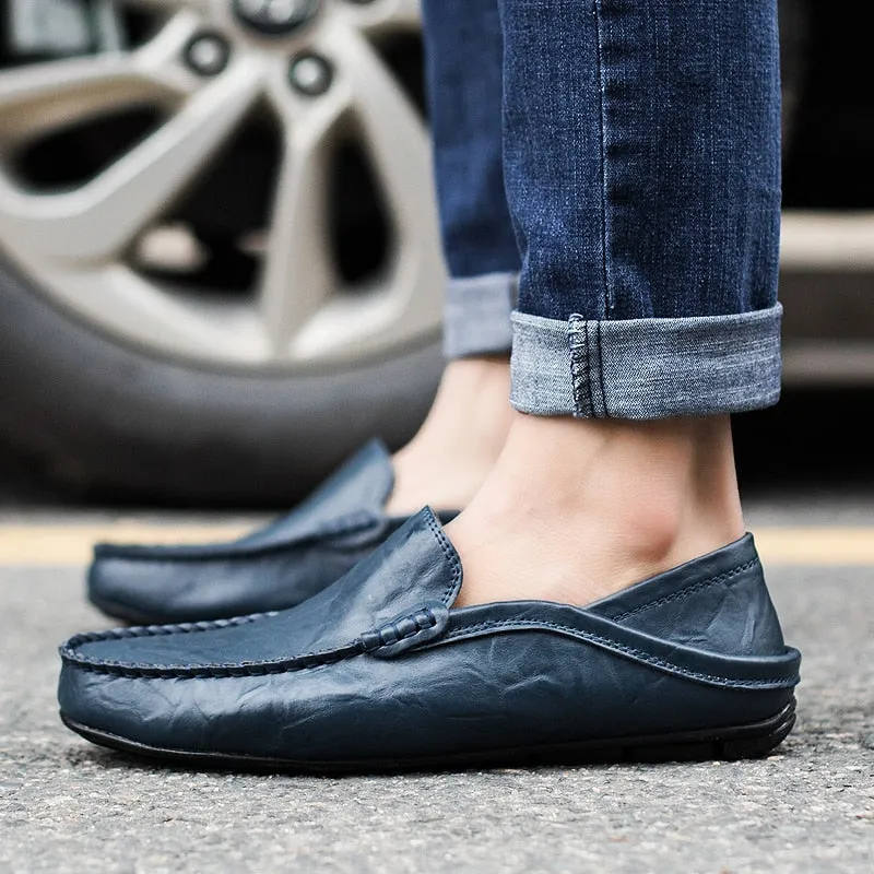 Men's Genuine Leather Loafers. Handmade Driving Shoes - Slip-on Moccasins - M3