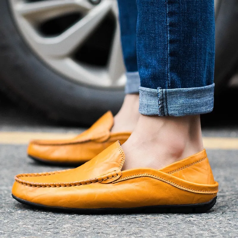 Men's Genuine Leather Loafers. Handmade Driving Shoes - Slip-on Moccasins - M3