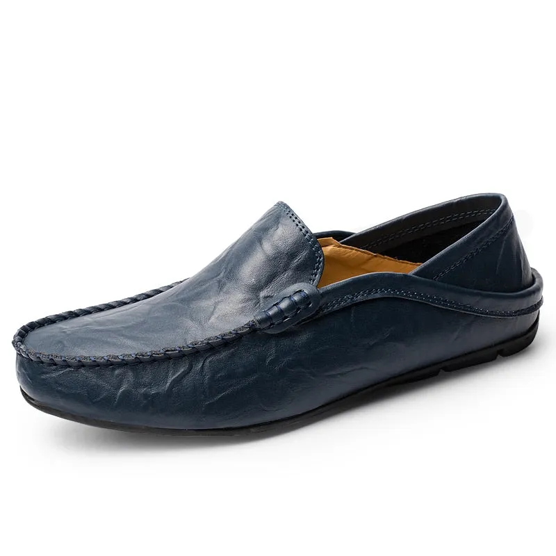 Men's Genuine Leather Loafers. Handmade Driving Shoes - Slip-on Moccasins - M3