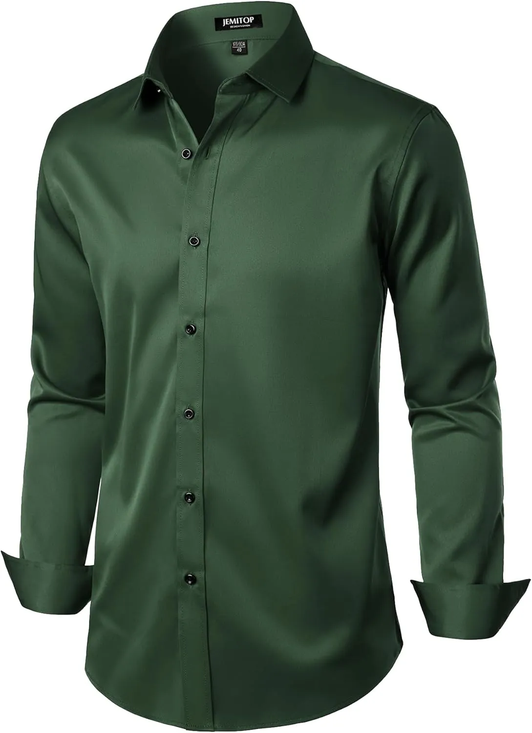 Men's Stretch Wrinkle Free Dress Shirts Formal Wedding Prom Long Sleeve Button Down Shirt