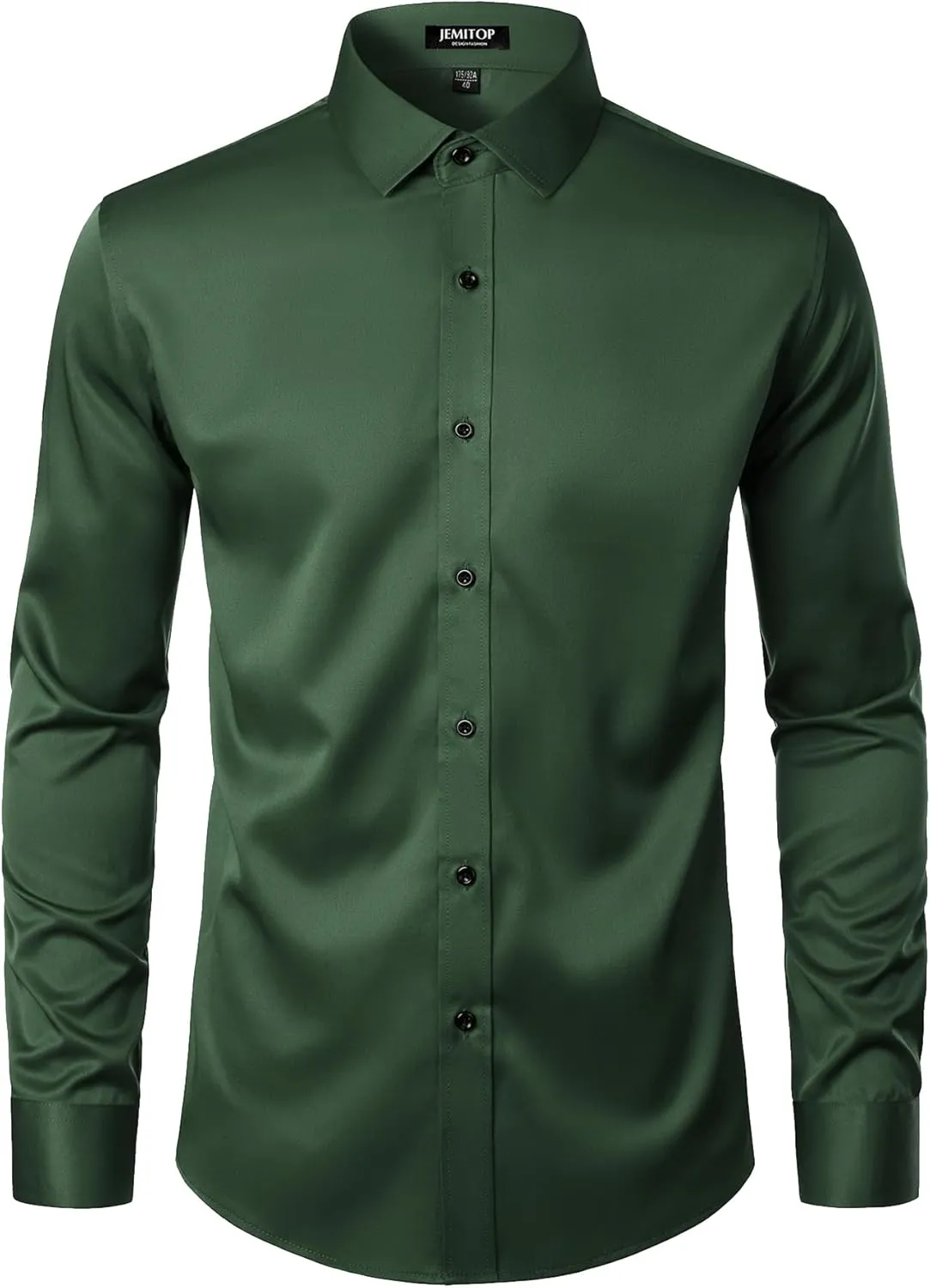 Men's Stretch Wrinkle Free Dress Shirts Formal Wedding Prom Long Sleeve Button Down Shirt
