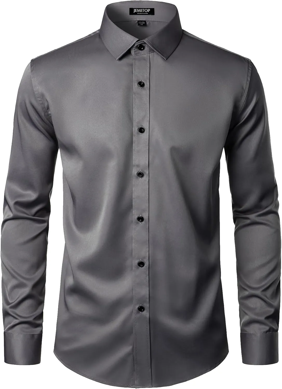 Men's Stretch Wrinkle Free Dress Shirts Formal Wedding Prom Long Sleeve Button Down Shirt