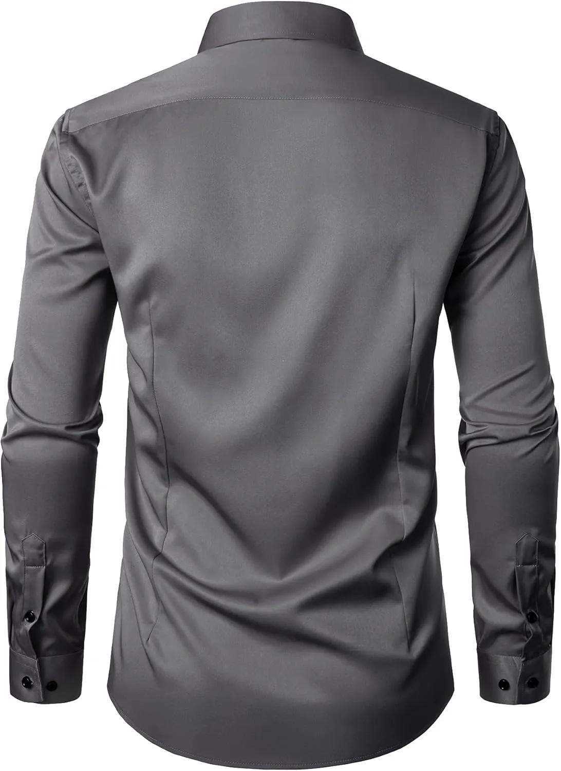 Men's Stretch Wrinkle Free Dress Shirts Formal Wedding Prom Long Sleeve Button Down Shirt