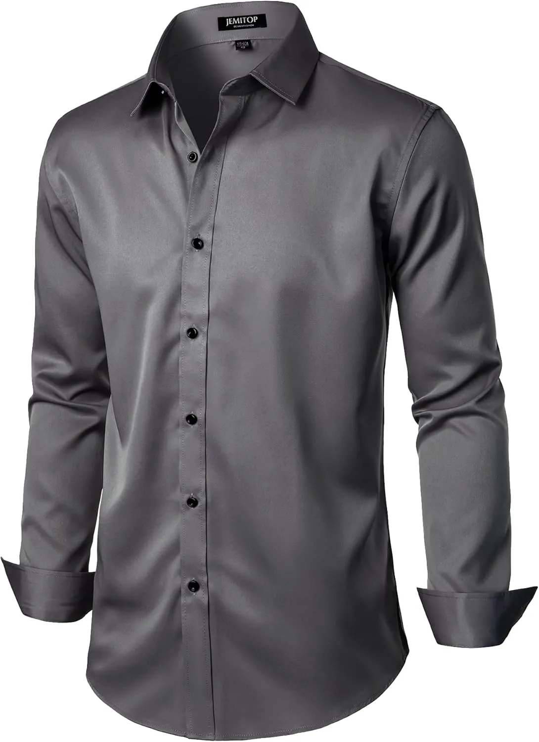 Men's Stretch Wrinkle Free Dress Shirts Formal Wedding Prom Long Sleeve Button Down Shirt