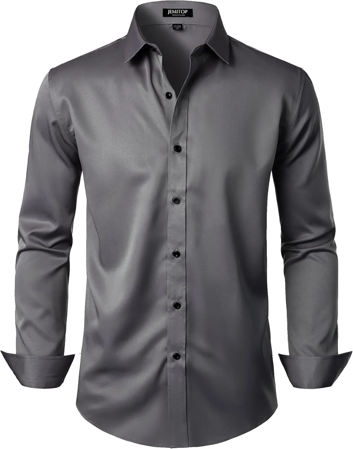 Men's Stretch Wrinkle Free Dress Shirts Formal Wedding Prom Long Sleeve Button Down Shirt