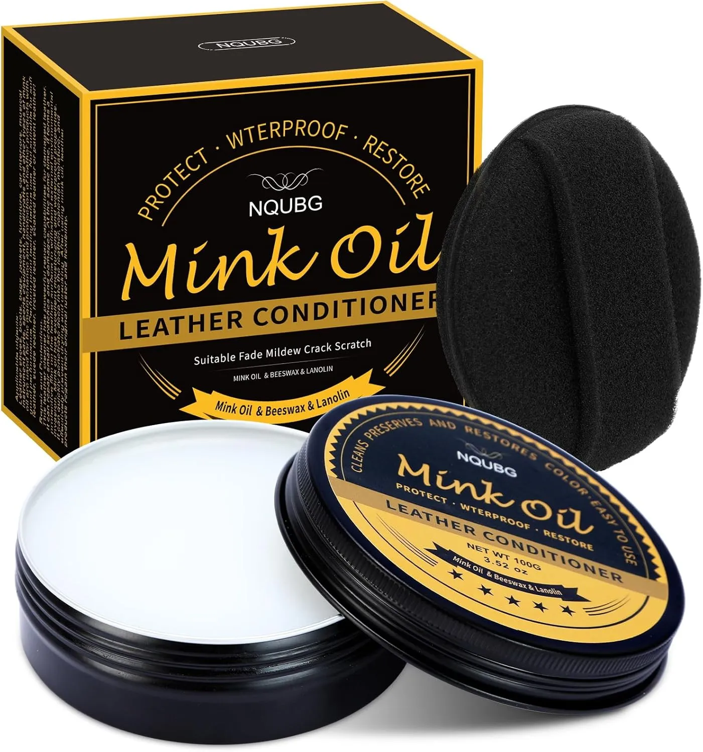 Mink Oil for Leather Boots, Boot Leather Care Kit, Leather Shoe Care Kit for Cowboy Boots, Work Boots, Leather Conditioner and Cleaner All-Natural Waterproof Soften and Restore Shoes