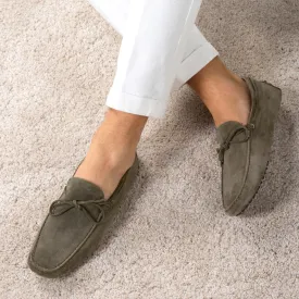 Olive Green Suede Ophelia Driving Loafers - AW24