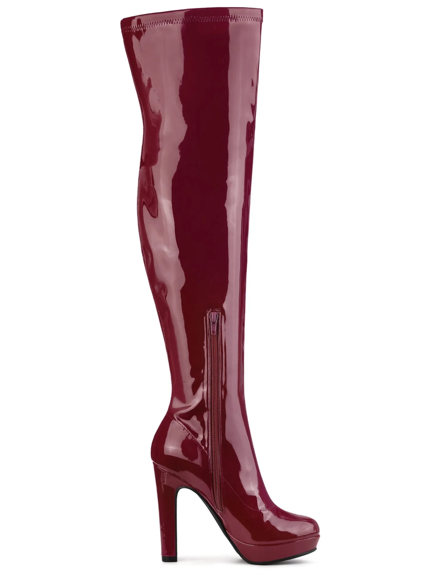 Platform Round Toe Chunky Heel Over The Knee High Boots