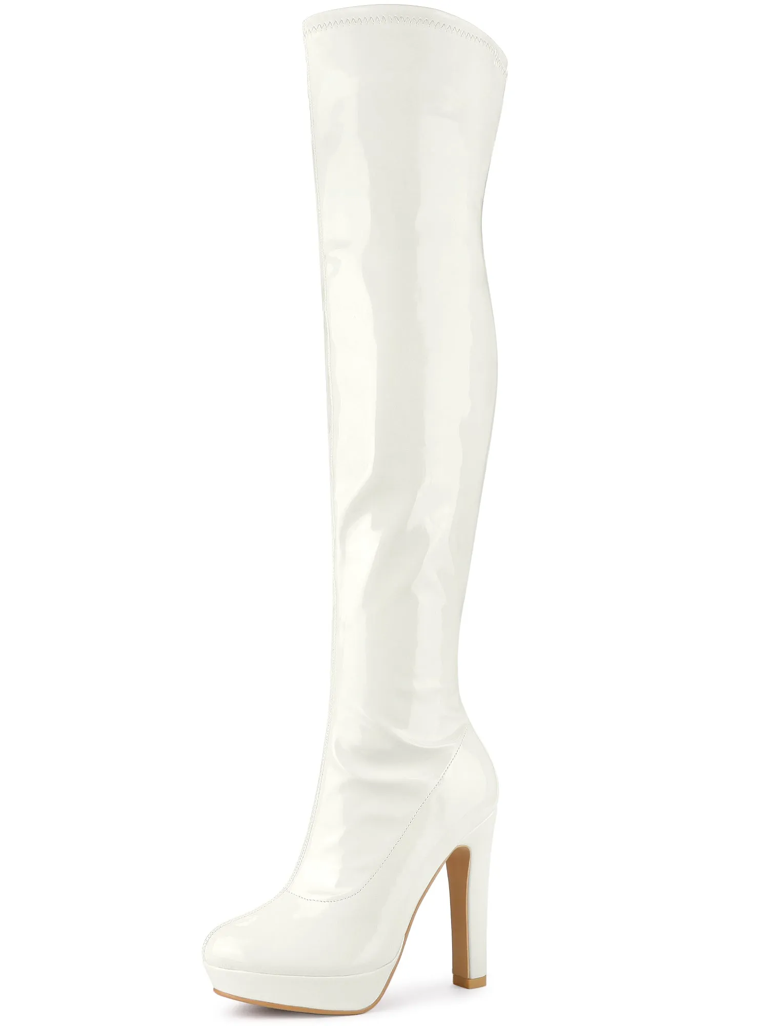 Platform Round Toe Chunky Heel Over The Knee High Boots