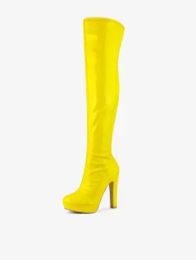 Platform Round Toe Chunky Heel Over The Knee High Boots