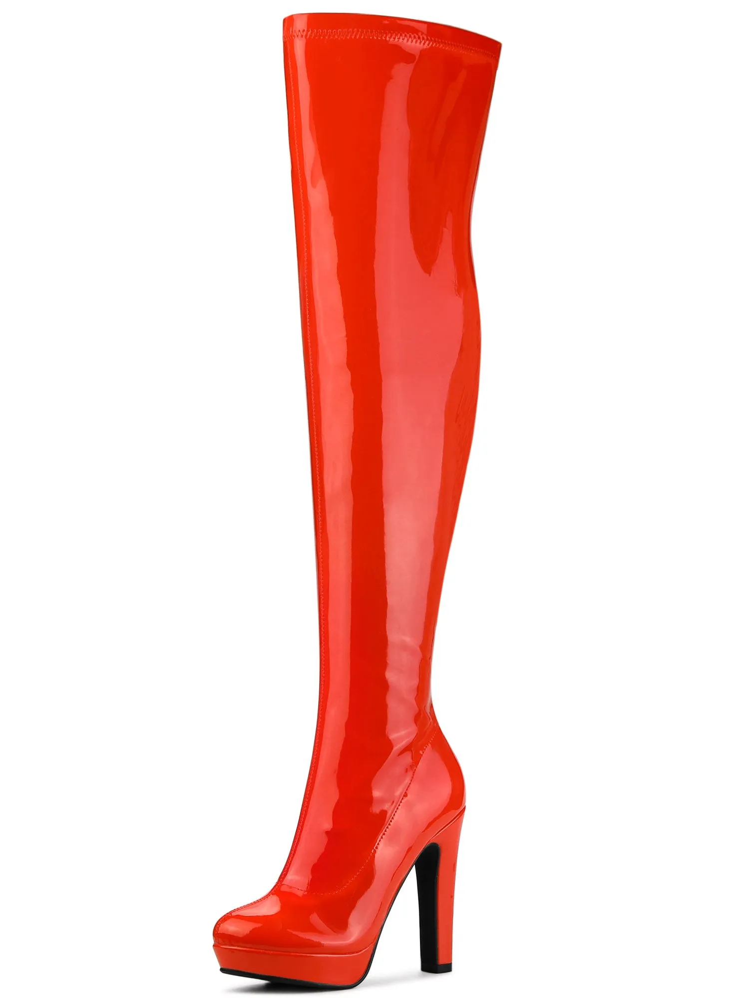 Platform Round Toe Chunky Heel Over The Knee High Boots