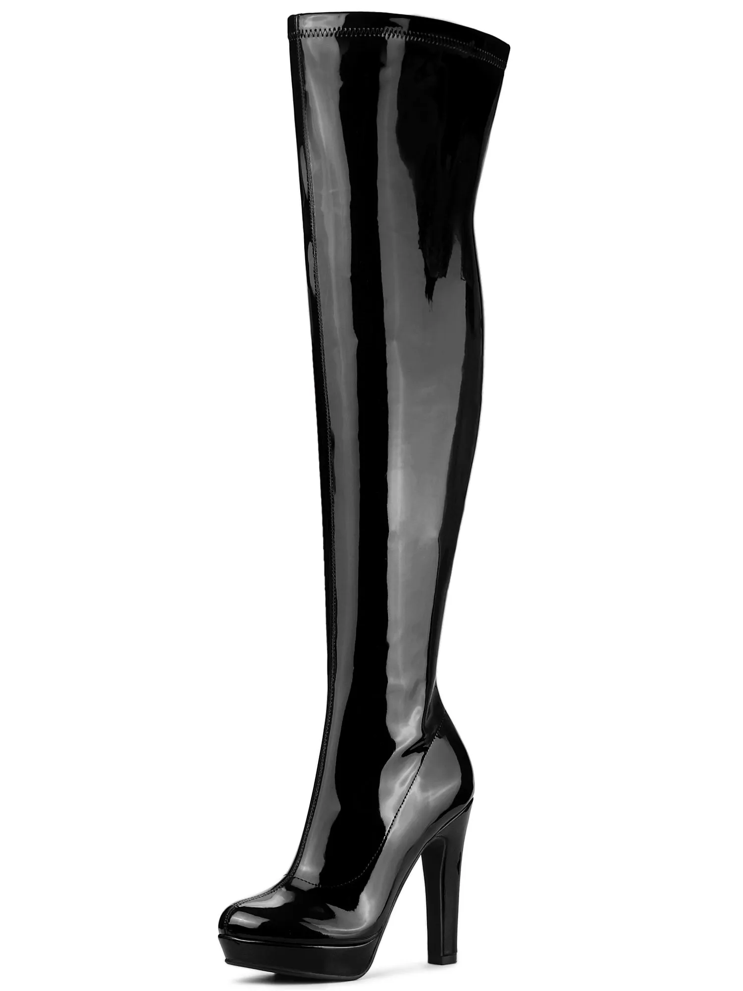 Platform Round Toe Chunky Heel Over The Knee High Boots